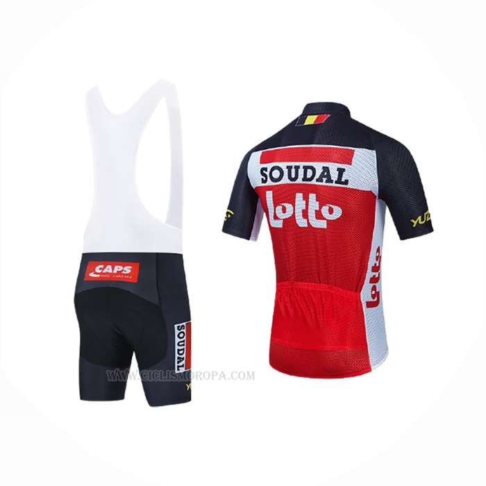 2021 Ropa Ciclismo Lotto Soudal Negro Blanco Rojo Mangas Corta y Culotte Corto